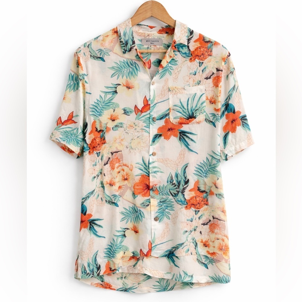 AllSaints Calypso Floral Shirt Mens Small Tropical Resort Button Up
